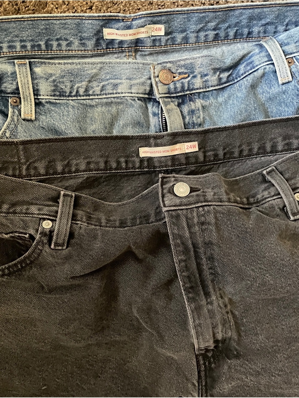 Levi’s High-Waisted Mom Shorts - Black and Light Wash Denim